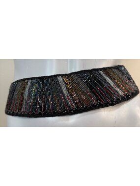 Hand Beaded La Regale Vintage 1980s Aesthetic Velcro Belt Waist Cincher Sash Cum